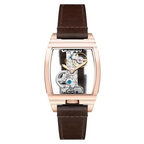 Thomas Earnshaw Men's 36mm Discovery Wolver Bridge Mechanical Copper Brown Watch with Leather Strap ES-8299-04