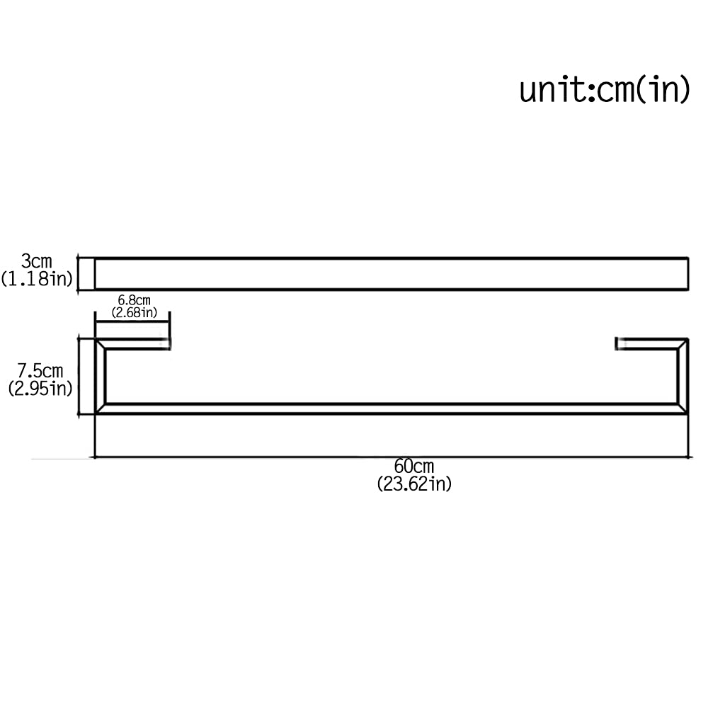 Flybath Portasciugamani da Parete singolo SUS 304 Acciaio Inossidabile Argento Spazzolato Porta Asciugamani da Bagno Montaggio a Parete, 60 cm