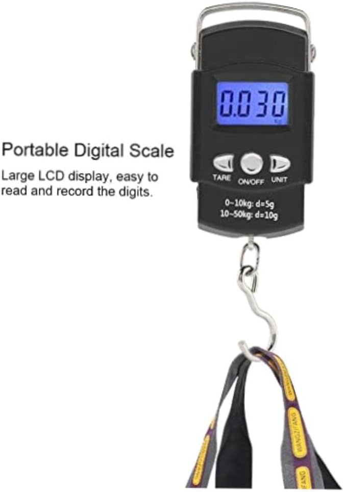 Utility Travel with Ease - Portable Electronic Luggage Scale with Tape Measure Backlit LCD Display and 110lb/50kg Capacity for Fishing Shipping & More. Weighing