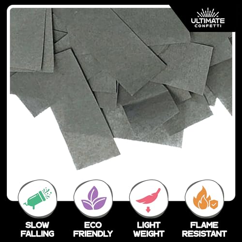 Image of Ultimate Confetti - Gray Biodegradable Confetti - Rectangular Flame-Resistant and Slow-Falling Tissue Paper Confetti for Cannon and Launcher use - Best for Celebrations - 1 lb, 16 oz