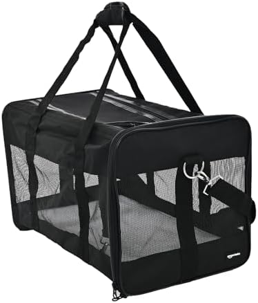 Amazon Basics Perro Trasportín con laterales flexibles, Grande, N...