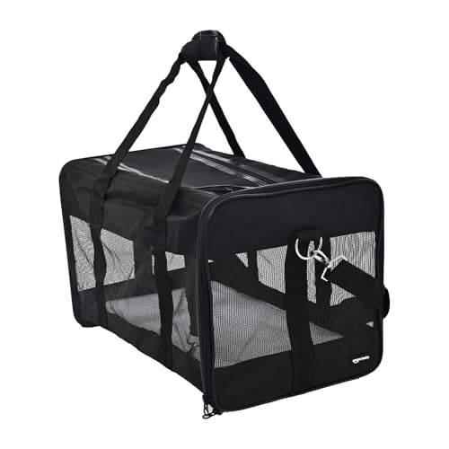 Amazon Basics Trasportino Morbido per Cani,Gatti - Grande, Nero, L 50 x P 26 x H 28 cm