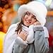 Peicees Faux Fur Hats for Women Winter Furry Bucket Hat Fuzzy Russian Ushanka for Ladies Warm Cute Grey