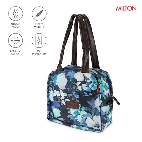 Image of MILTON Floral Lunch Bag I Design Tiffin Bag for Office for Men, Women I Eco Friendly, Spacious, Durable I 2.5 L I Blue