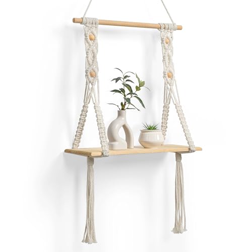 Afuly Etagere Murale Bois Macramé Boheme Deco Plantes Simple Houp...