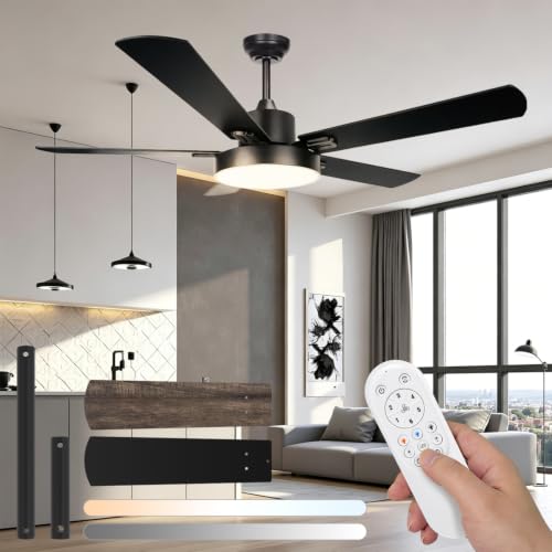 Aigostar Ventilador de Techo con Luz 52″, Motor DC 29W, LED 31.5W
