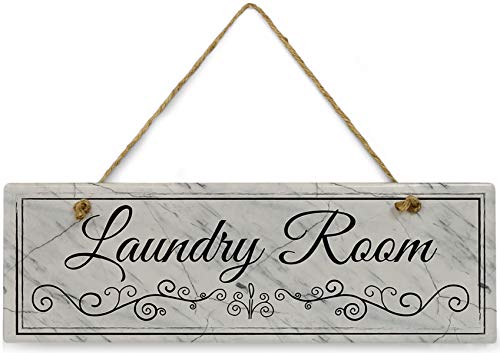 Cedar Crate Market Marble Laundry Room Sign 11 3/4" x 4â€ x 5/16â€Home DÃ©cor Collection Ceramic with Design Rectangle Bathroom Wall Plaque, Bathroom Wall DÃ©cor, Bathroom DÃ©cor Wall Art