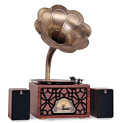 ROLTIN Gramófono Retro, con Casete, gramófono clásico Retro Grande, Forma de fonógrafo, Altavoz estéreo, Sistema de Sonido
