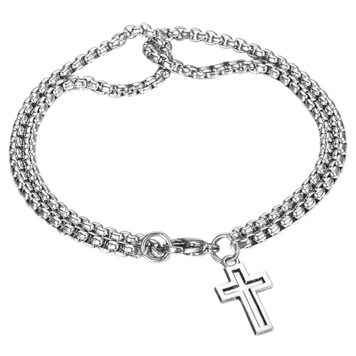 AKERUNERTEN New 2026 1Pc Hollow Cross Pendant Stainless Layer Bracelet, Hip Hop Cool Hand Jewelry Anniversary Party Gifts, Fashion Trendy Accessories Creative Gift