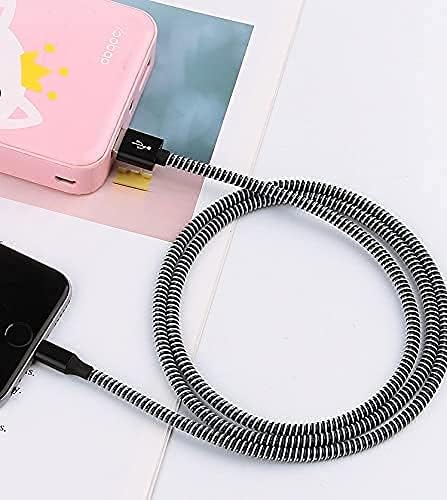 Image of Spiral Cable Protector, Data Cable Protective Sleeve, Headphone Saver, Charger Protective Cover, Wire Repair /Strain Relief Cable Wrap Tube for USB Data Cable Headphone Cable (Black+ Red)