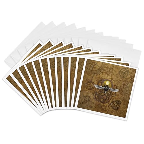Cartes de vœux scarabée Steampunk horloge égyptienne ancienne papeterie 15,2x15,2 cm