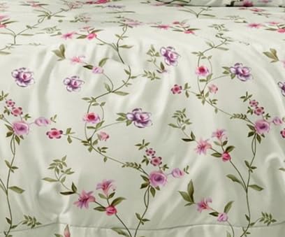 Image of DECOR2ADMIRE 300TC Premium Glace Cotton Printed Super King Size Double Bedsheet with Two Pillow Covers, 108 * 108 Inches or 9ft by 9ft or 275 cm x 275 cm (Blush Garden Bloom)