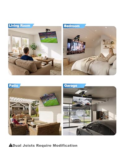 Image of TOPSKY Electric Ceiling TV Mount with Remote, Motorized Drop Down TV Ceiling Mount for 32-70 Inch Flat & Curved TVs, Up to 88 lbs, VESA 600x400, Fits Flat & Pitched Ceilings, Black