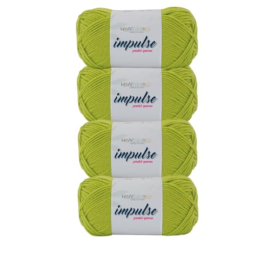 Image of WOAFashions Impulse Hand Knitting & Crochet Yarn, Premium Acrylic, 4 : Medium (Sulphur Spring) (4x100gms / 14.1oz)