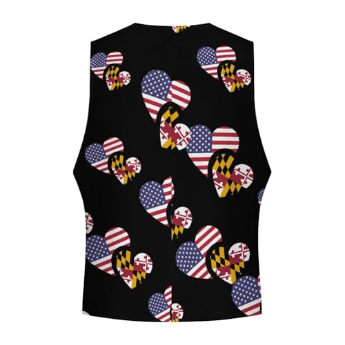 U.S. Maryland Flag Formal Suit Vest for Men Waistcoat Printing Business Casual Dress for Tuxedo4
