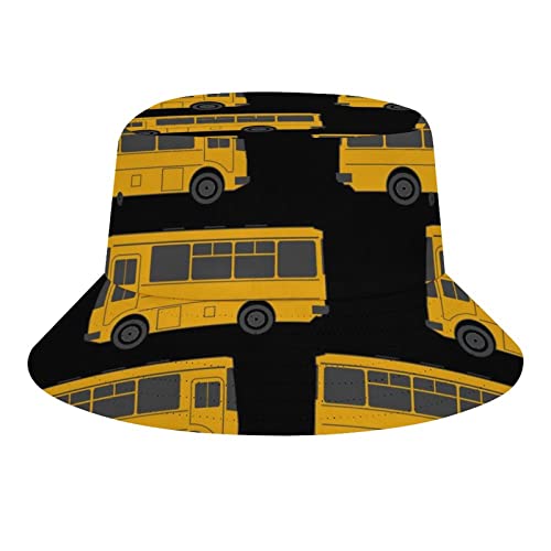 Headwear Bucket Hat for Men, Women, Teens, Girls Reversible Bucket Hats Summer Bucket Hats Cute Bucket Hats Compatible with Black Yellow School Bus