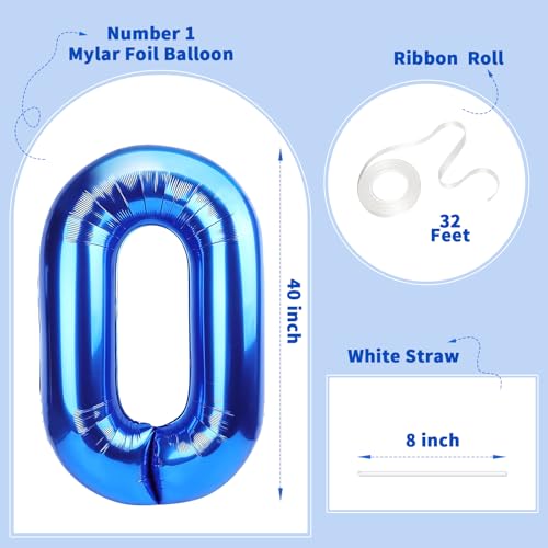 Image of Number Balloons Navy Blue Balloons - Giant Number 10 Balloon, 10 20 30 40 50 Numbers Balloon Birthday Decorations, Blue Party Supplies for Boy Men