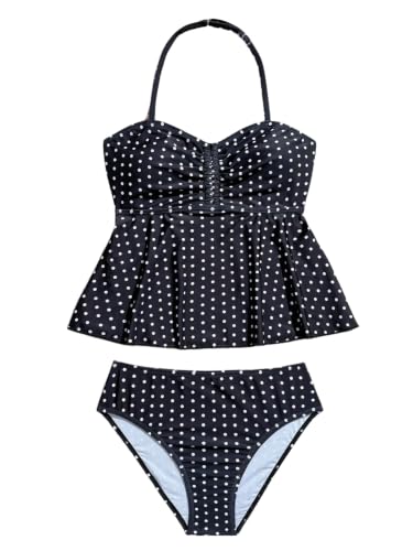 Image of SHENHE Girl's 2 Piece Halter High Waisted Tankini Ruffle Swimsuit Bathing Suit Bikini Sets