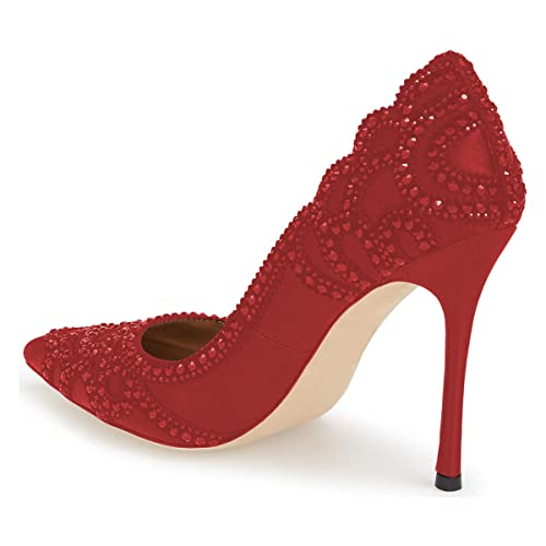 XYD Women Elegant Rhinestone Crystals Stiletto Heels for Wedding Bridal Pointed Toe Pumps Evening Shoes2