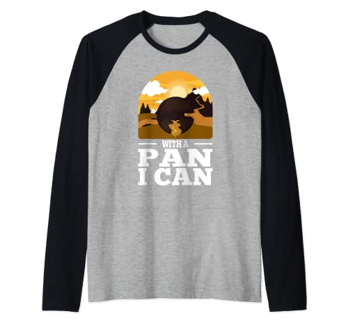 Con una sartén puedo Gold Panning hombres Gold Pan Gold Prospector Camiseta Manga Raglan