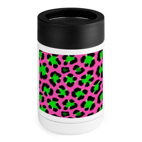Enfriador portátil para camping y viajes con aislamiento de hielo y diseño leopardo neón duro