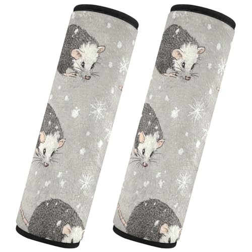 Seat Belt Covers 2 Pack Opossum Car Seat Strap Covers Super Soft Snowflake Car Seat Neck Cover for Boys Girls Adults Babies M