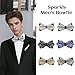 Elerevyo Men's Diamond Pre-tied Adjustable Neck Tie Fashion Bow Tie for Wedding Party Business 11.5x5.5cm/4.3x2.2 Silver