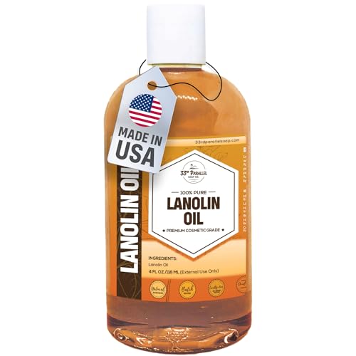 Lanolin Oil (4oz) | Cold Pressed Unrefined |Deep Moisturizer for Skin Lips & Hair | Softens Protects & Restores Dry or Cracked Skin | Natural Emollient for Creams Balms & Conditioners | 4 OUNCES