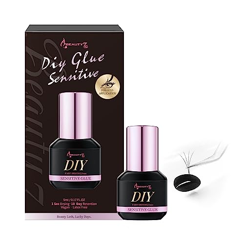 Pegamento Sensible para Extensiones de Pestañas Cluster, 1 Seg. Secado Rápido, Retención 10 Días, DIY Glue para Pestañas Individuales Impermeable Super Fuerte Ideal para Principiantes