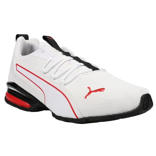 PUMA Puma Men's Axelion NXT Running Shoe, White-High Risk Red-Black, 7.5