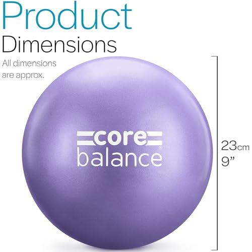Core Balance Pilatesball - Anti-Burst Yogaball - rutschfestes PVC - Gymnastik, Fitness, Physiotherapie leicht – Einfach Aufzublasen - 200 Kg Maximalgewicht - 23 cm groß, 200 g - 4