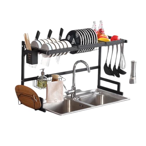 Escorredor de Louça Rack Preto em Aço Inoxidável 65cm – Organizador Prático e Elegante