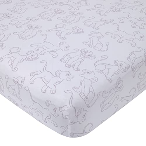Image of Disney Lion King - Wild About You Taupe and White Simba Fitted Crib Sheet
