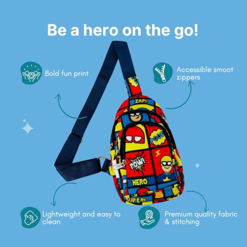 Image of Cots and Cuddles 1pc Superhero Print Colourful Cross body Bags for Boys and Girls Kids School, Picnic, Return Gifts, Office