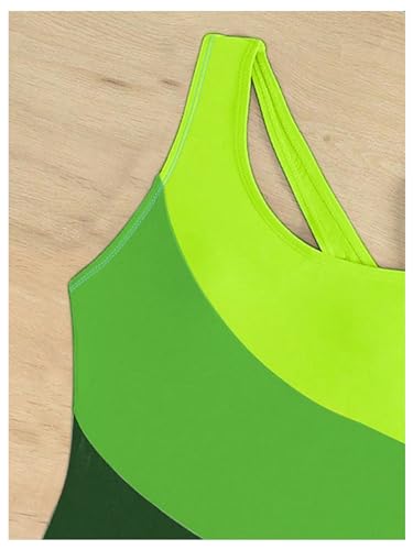 MakeMeChic Girl's Color Block One Piece Swimsuit Asymmetrical Neck One Shoulder Tummy Control Bathing Suit3