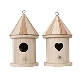 EXCEART Unfinished Wooden Birdhouse 2-Pack, Modern Style, As Shown, Small Bird, Wood Material, DIY
