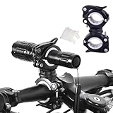 YACHUN 自転車 ライトホルダー 懐中電灯ホルダー 360度回転 サイズ調整可能 固定ブラケット 直径1.8cm-3.8cmライト対応 バイク ヘッドライトブラケット 円形懐中電灯専用 クランプホルダー 操作簡単（黒+白）