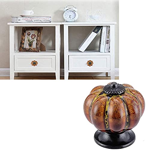 AUGUT 10 Pack Ceramic Cabinet Knobs 40mm Pumpkin Kitchen Cabinet Drawer Furniture Door Handle Pull (Yellow) - Image 3