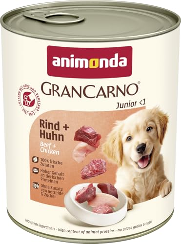 animonda GranCarno Junior Rind + Huhn (6 x 800 g), Welpenfutter für Junge...