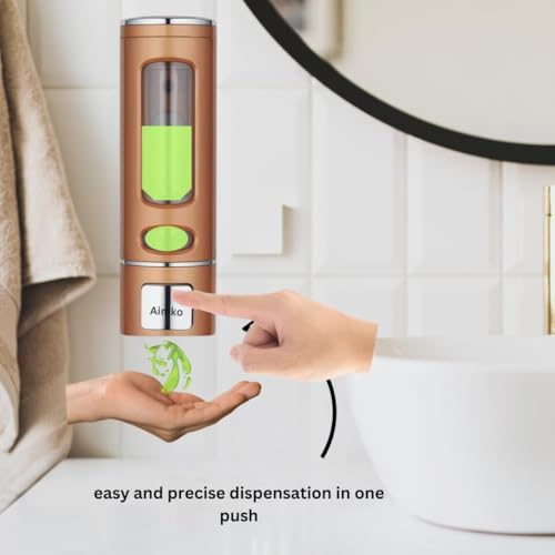 Image of 400 ML Wall Mounted Soap Dispenser | ABS Material with Transparent Liquid Indicator, Ideal Hand Wash Dispenser Bottles | Ideal for Wash Basin or Kitchen Sink | Home | Office (Gold)