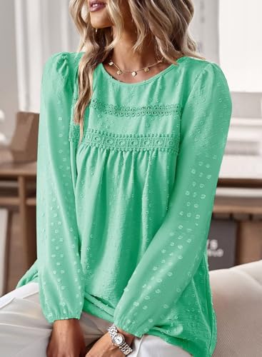 Image of Falechay Womens Tops Flowy Boho Dressy Casual Lace Cute Long Sleeve Shirts