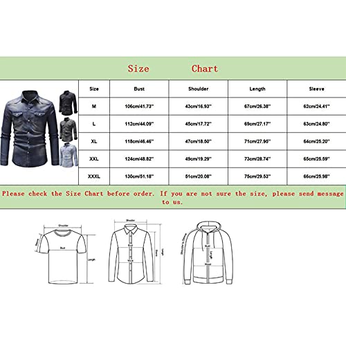 Denim Shirt for Men Classic Slim Fit Long Sleeve Button Up Snap Work Shirts Casual Western Cowboy Jean Jackets - Image 8