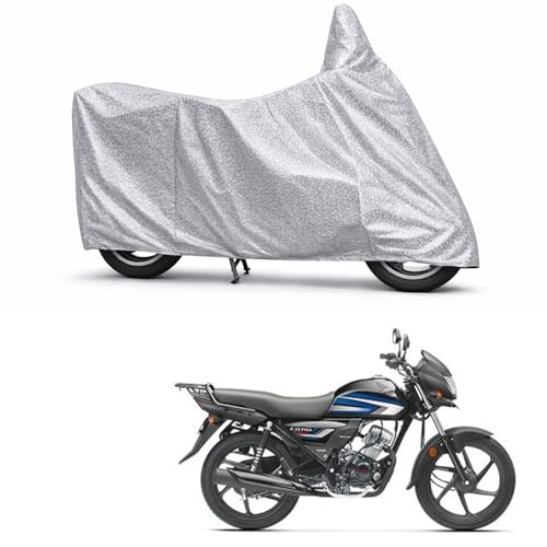 Image of 100% Waterproof Two Wheeler Body Cover Multi Layered Fabric Designed for Honda CD110 | Belt Buckle Lock | Silver Mag