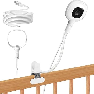 Pyfhy Baby Monitor Charger Mount Compatible with Nanit Pro Baby Monitor, Clip Clamp Mount with Fully Enclosed Housing & Type-C Port, 10FT Power Cable Without Tool or Wall Damage(Camera not Included)