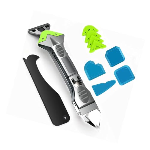 Alnicov Kit d'outils de calfeutrage en Silicone 5 en 1, Outil de Finition de Mastic, Outil de Retrait de Mastic avec tête en Acier Inoxydable, grattoir à coulis en Silicone