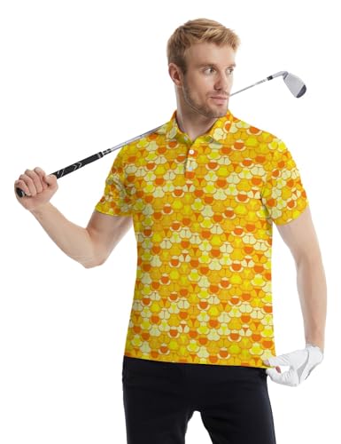 Image of Men's Funny Golf Shirts Hawaiian Polo Shirts 80S Flashes Polo Shirts Funny Hawaiian Beach Summer Golf Polo Shirts