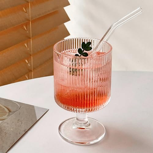 Ufrount Vintage Ribbed Wine Glasses Set of 12,Clear 8oz All Purpose Water Goblet,Origami Style Short Stemware 250ml Glass Beverage Goblets for Juice,Cocktail,Wine,Party