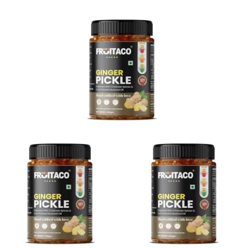 Image of Fruitaco Ginger Pickle 500 Gm - Aromatic & Zesty Pickle Made with Fresh Ginger, Adrak Ka Aachar (Pack of 3)