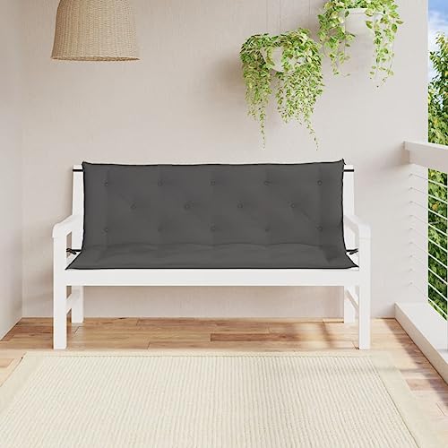 vidaXL Bench Cushion, Swing Replacement Seat Cushion, Water Repellent Outdoor Bench Cushion, Seat Pad for Patio Porch Garden, Anthracite Oxford Fabric