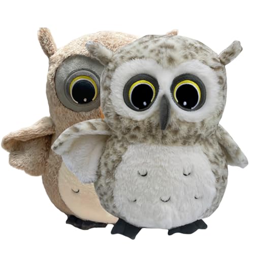 Image of Ryttir 2 Pack 11.7Inch Chubby Small Owl Stuffed Animal, Adventure Stuffed Owl Plush Toy, Brave Boy's and Girl's Room Decor,Funny Owls Gift for Baby Kids Women